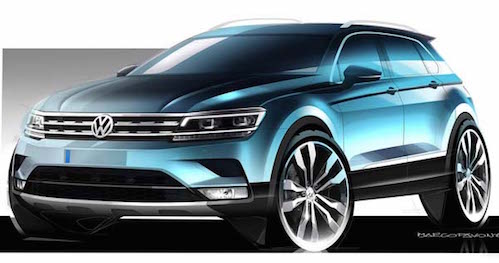 Представлены официальные скетчи кроссовера Volkswagen Tiguan 2016 модельного года