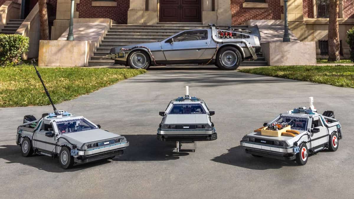 back to the future delorean lego group with real car