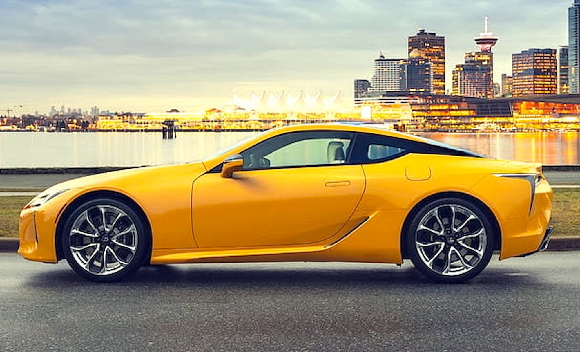 HD wallpaper lexus lc 500 2019 side view yellow sports coupe new yellow lc 500 japanese cars