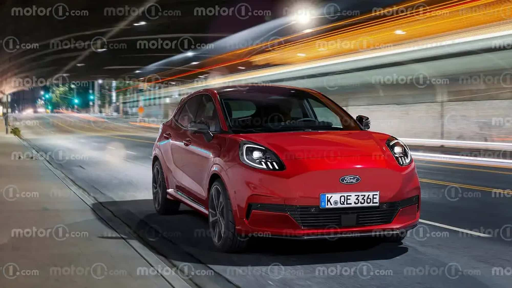 ford puma ev il render di motor1.com