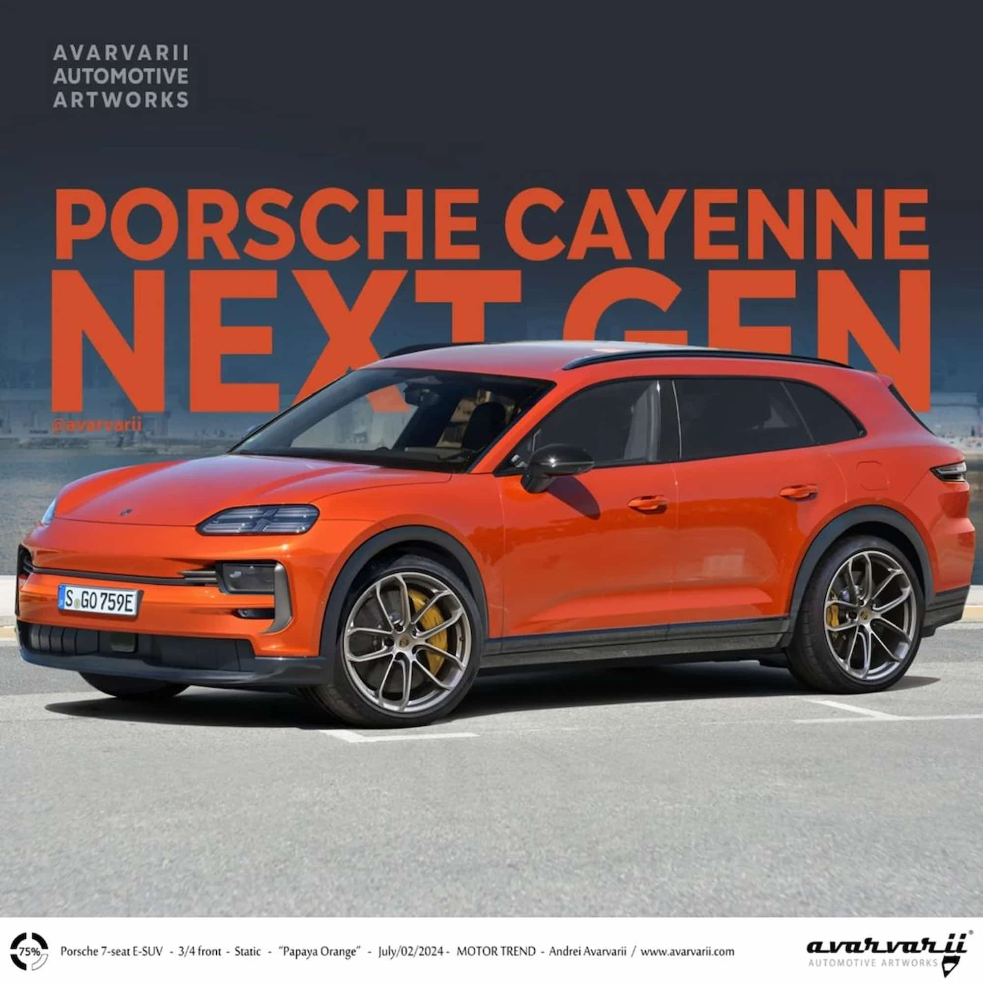 next gen porsche cayenne 7 seat suv gets cgi papaya orange dress to hide its wide hips 242565 1 1